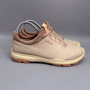 ECCO Biom Hybrid 3 GTX Women's 7 Oyster Beige Yak Leather Low Top Golf Sneakers